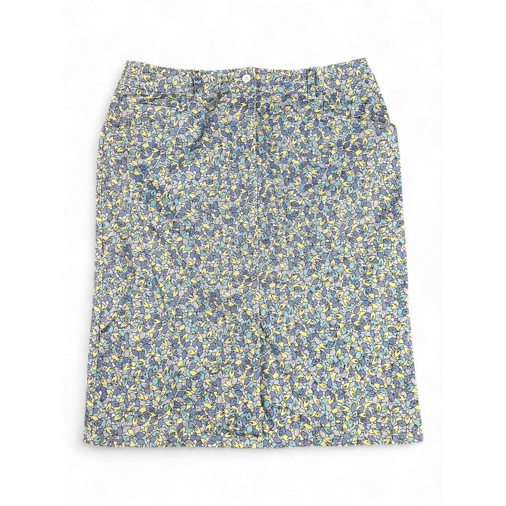 Talbots Plus Size 14 Floral Pencil Skirt - Pastel Blue Leaf Print
